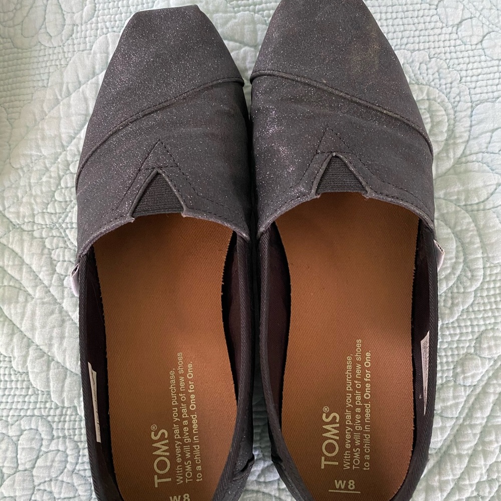 Toms Womens 8 shiny black